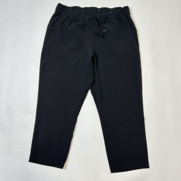Lululemon On The Fly Crop Pants Womens 10 Black Woven 23" Ism Drawstring Pockets - Picture 5 of 14
